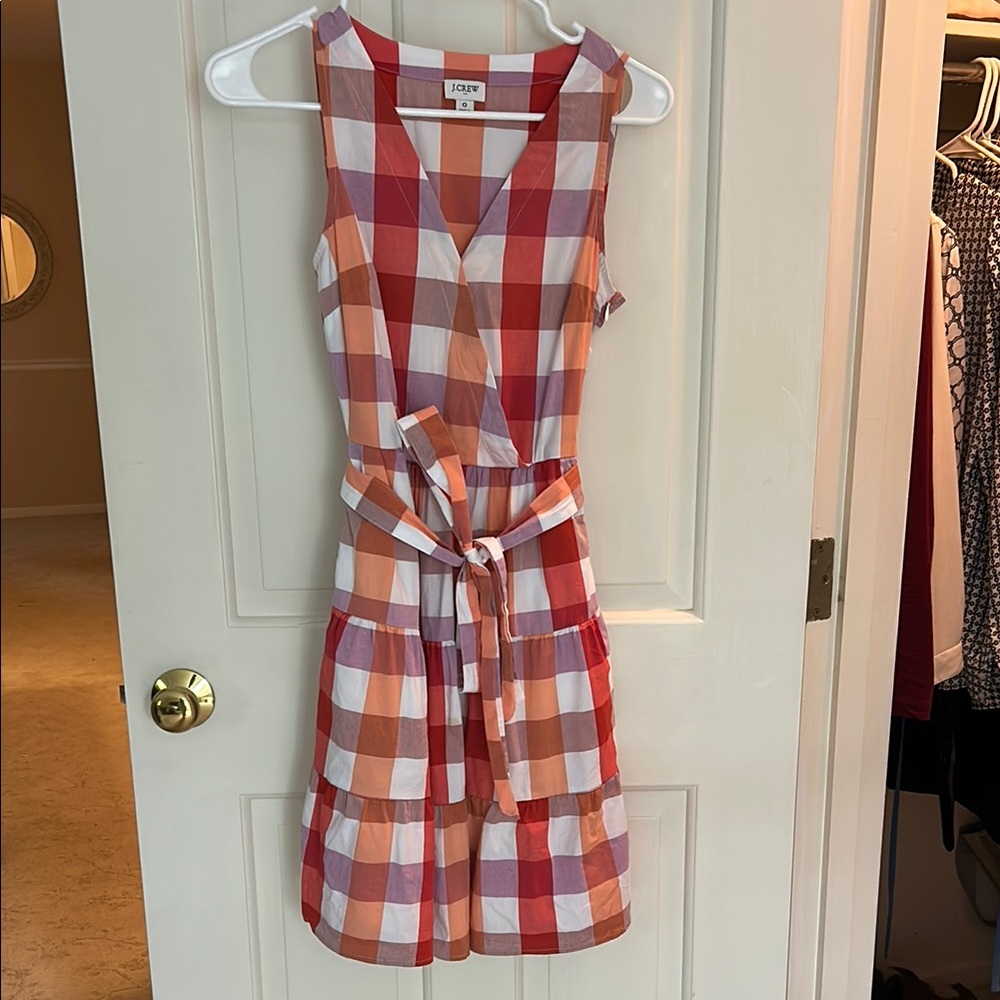 J. Crew Factory Red and Orange Plaid Dress Size 0 Women’s